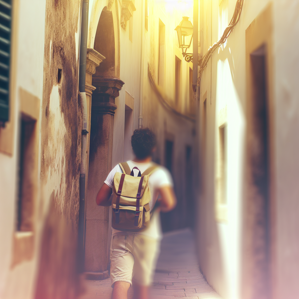 Mindful walking through city